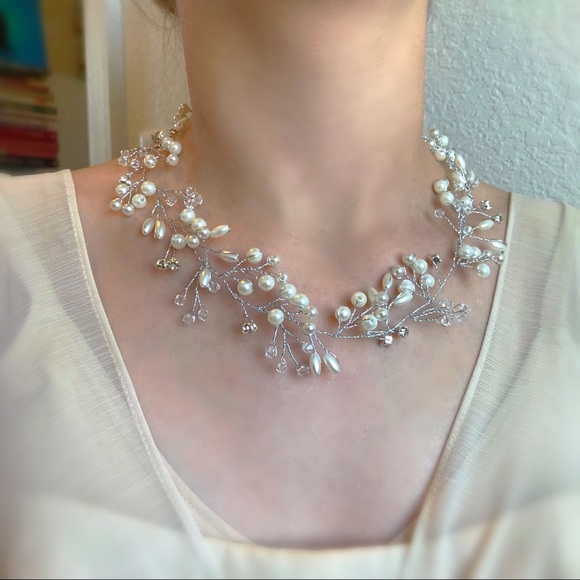 Wedding Bridal Prom Pearl Crystal Hair Vine - Picture 3 of 6